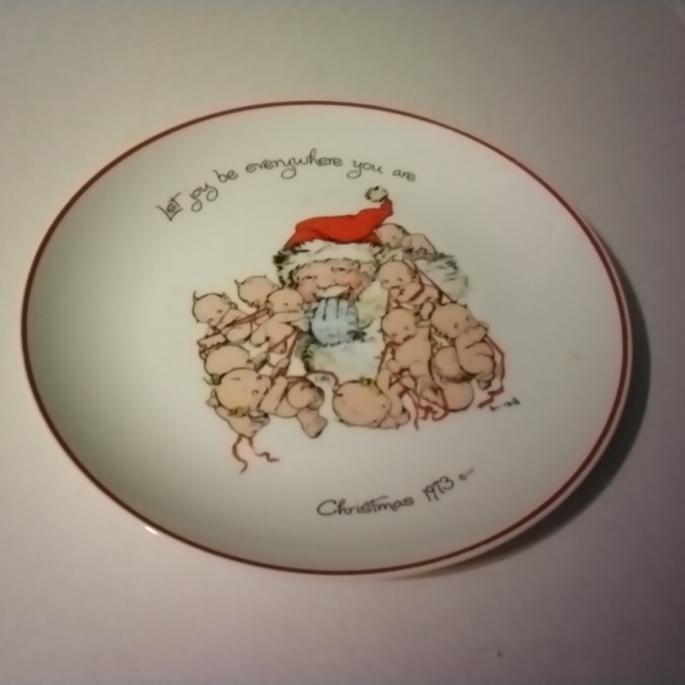 Vintage Kewpie Santa and Pigs Christmas Plate